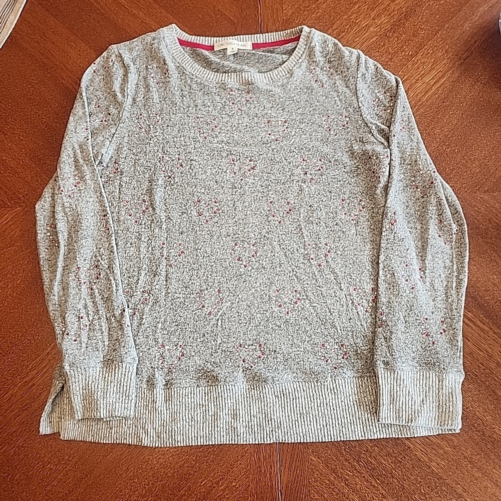 Cactus & Pearl Women's Heart Sequined Sweater Grey Size Small B2
